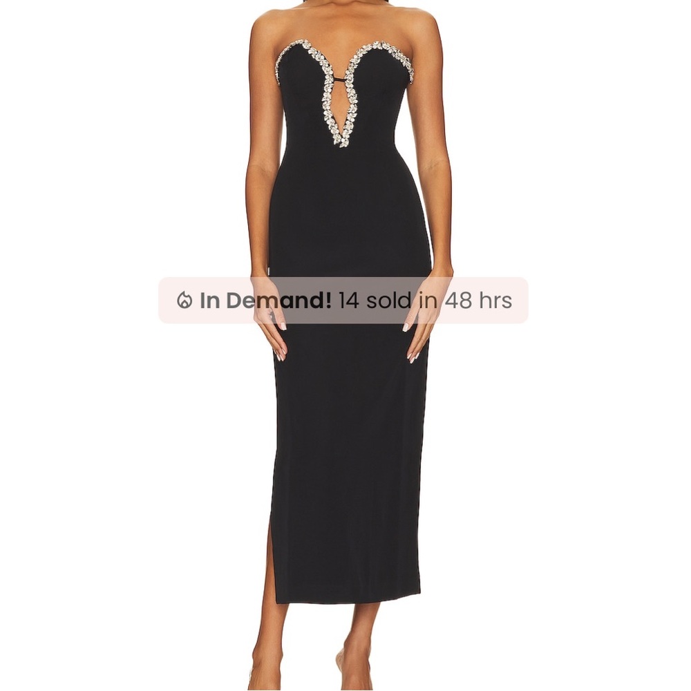 Bardot Black Strapless Dress with Silver Accents